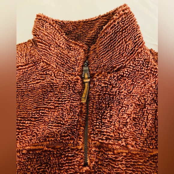 True Grit Men's Luxe Ultra Soft Fleece Mini Stripe 1/4 Zip Pullover XS Rust - Picture 4 of 9